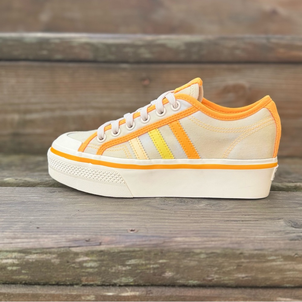 Adidas Nizza Platform Sneakers "Almost Yellow/Orange Tint" Women's Size 6 New
